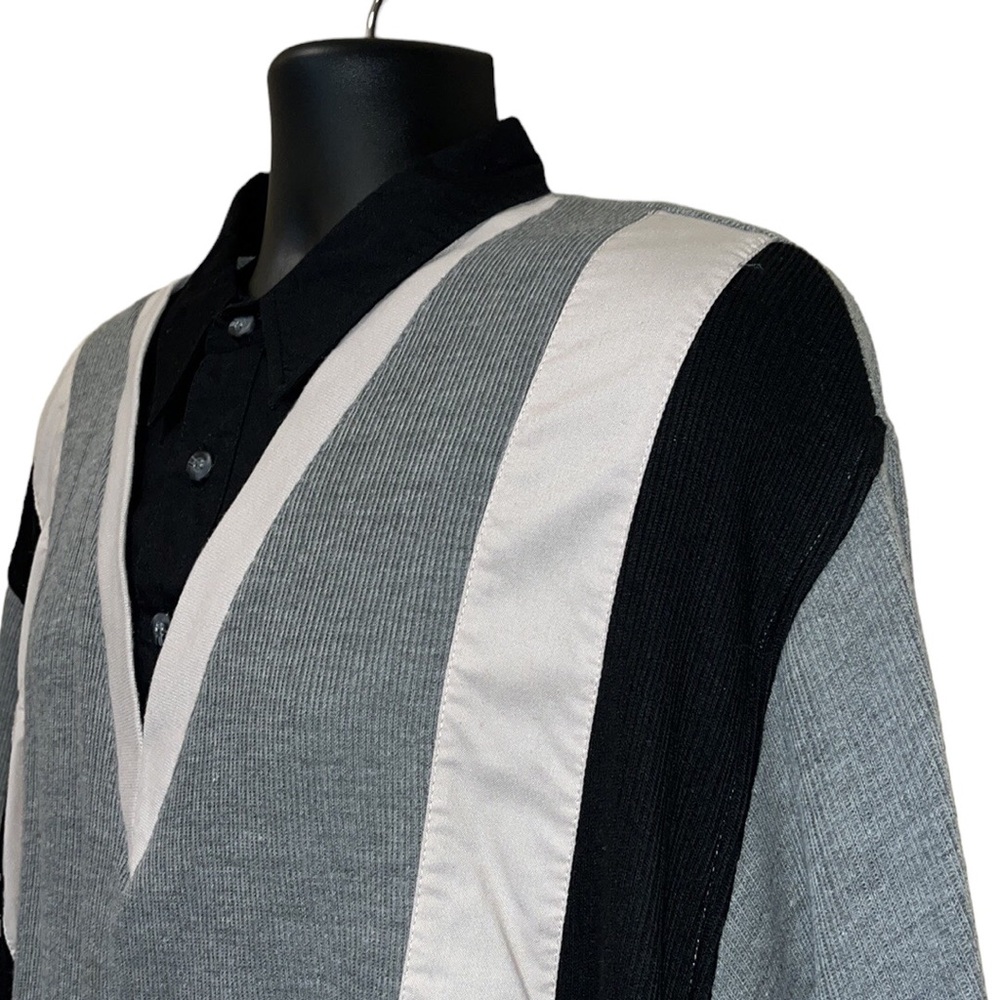 Vintage 80s/90s HABAND CASUAL JOE Mock Twinset Sweater Shirt~Banded Bottom~2X